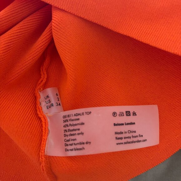 Solace London Bright Orange Halterneck Top - US 2 - Picture 6 of 6